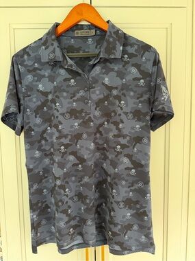 G/FORE Boy’s Gray Skull Camo Polo